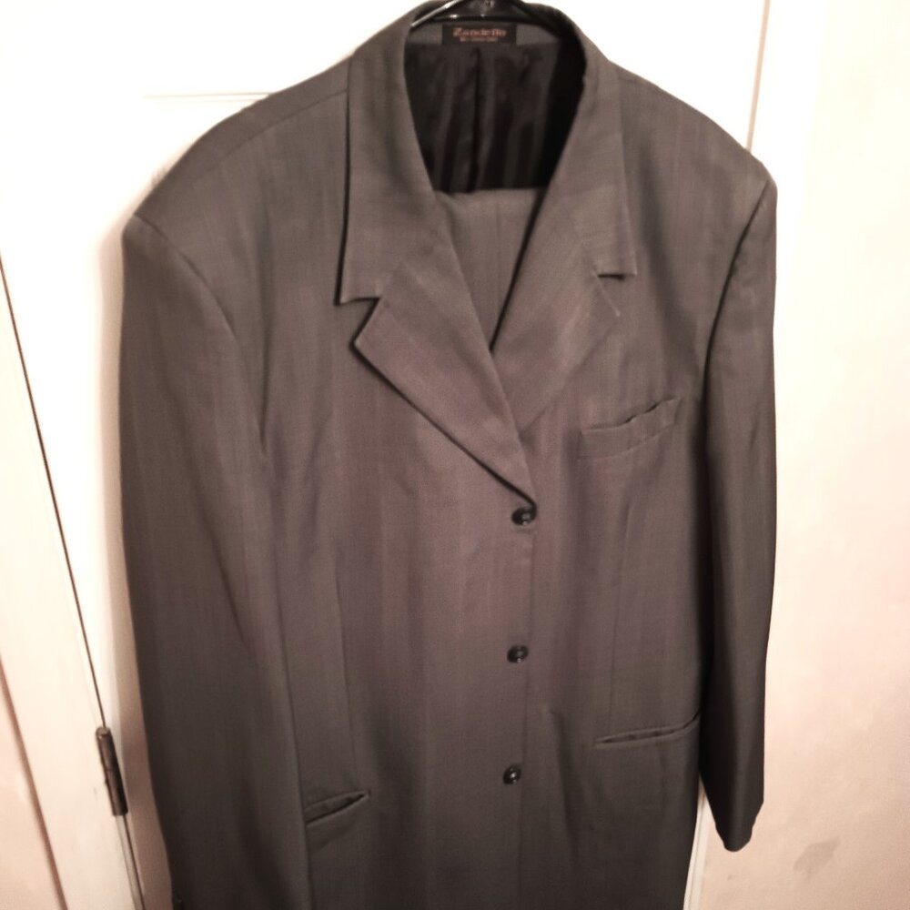 Zandello Men 3 Button Gray Suit